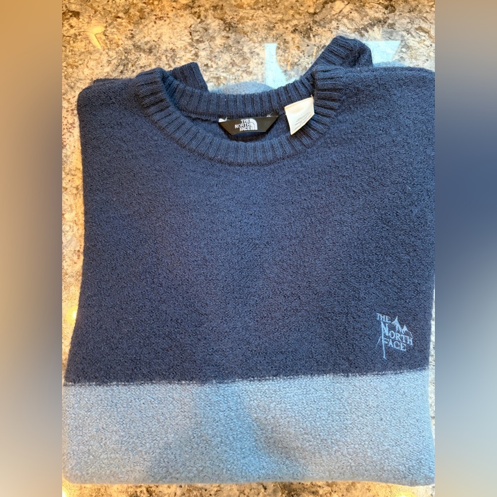 Vintage (The) North Face Men's XL Blue Wool Sweater